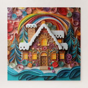 Beautiful 3-D Gingerbread House Christmas Jigsaw Puzzle