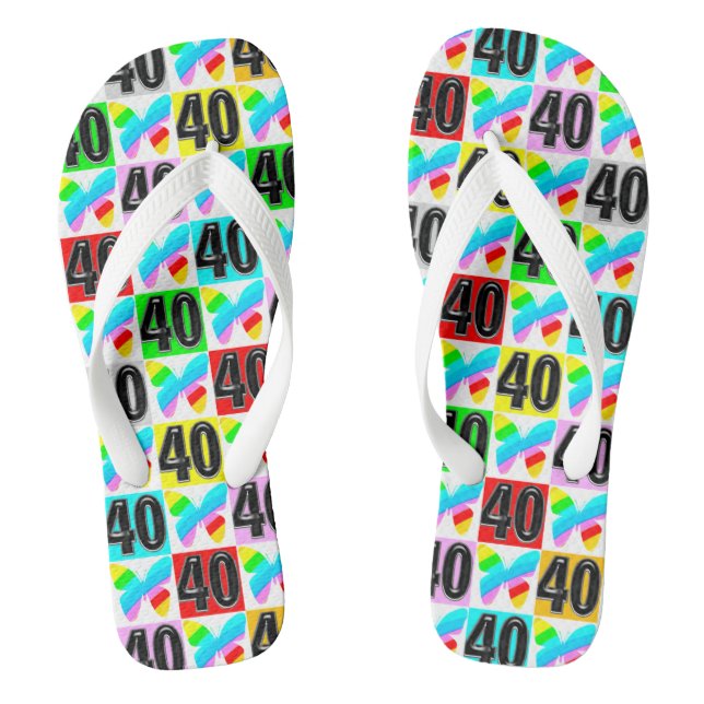 BEAUTIFUL 40TH BIRTHDAY BUTTERFLY THONGS (Footbed)