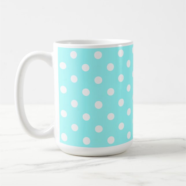 Beautiful 50's Green With White Polka Dots Coffee Mug (Left)