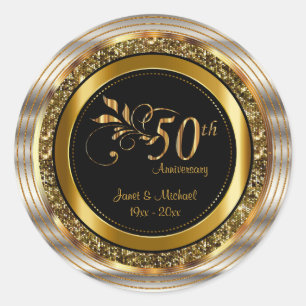Beautiful 50th Golden Wedding Anniversary Classic Round Sticker