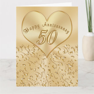 Beautiful 50th Wedding Anniversary Cards, 3 Sizes Card