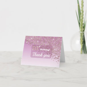 Beautiful 70th Birthday Rose Gold Glitter  Thank You Card
