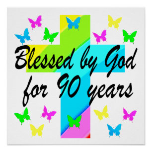 BEAUTIFUL 90TH CHRISTIAN BIRTHDAY PRAYER DESIGN POSTER