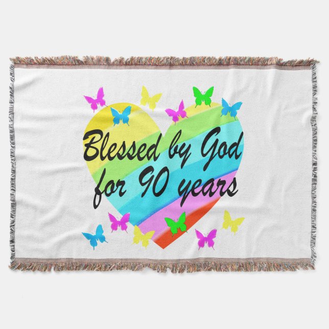 BEAUTIFUL 90TH CHRISTIAN BIRTHDAY PRAYER DESIGN THROW BLANKET (Front)