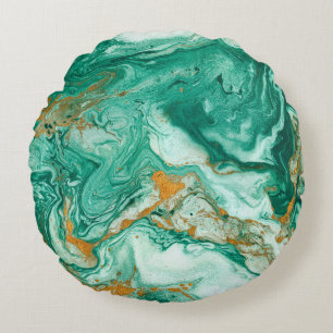 Beautiful abstract background. Golden and dark gre Round Cushion