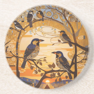 Beautiful Abstract Birds At Sunrise Decorative Coaster
