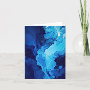 Beautiful Abstract Blue Fluid Art Card