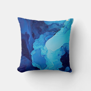 Beautiful Abstract Blue Modern Artistic Fluid Art Cushion
