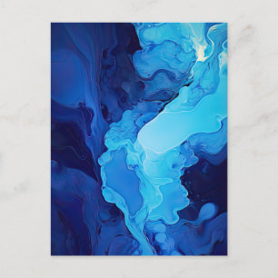 Beautiful Abstract Blue Modern Artistic Fluid Art Postcard