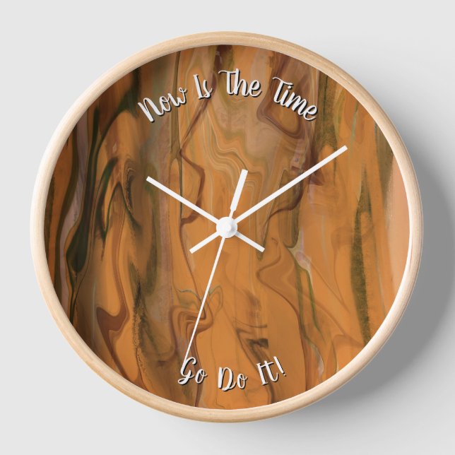 Beautiful Abstract Brown Marble Liquified Clock (Front)