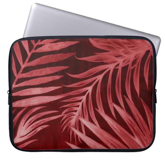 Beautiful abstract colour pink and red flowers on  laptop sleeve (Front)