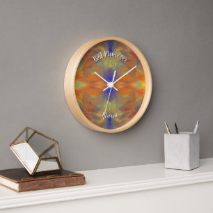 Beautiful Abstract Colourful Marble Liquified Clock