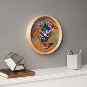 Beautiful Abstract Colourful Marble Liquified Clock