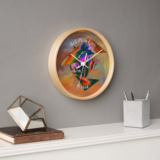 Beautiful Abstract Colourful Marble Liquified Clock (Office)