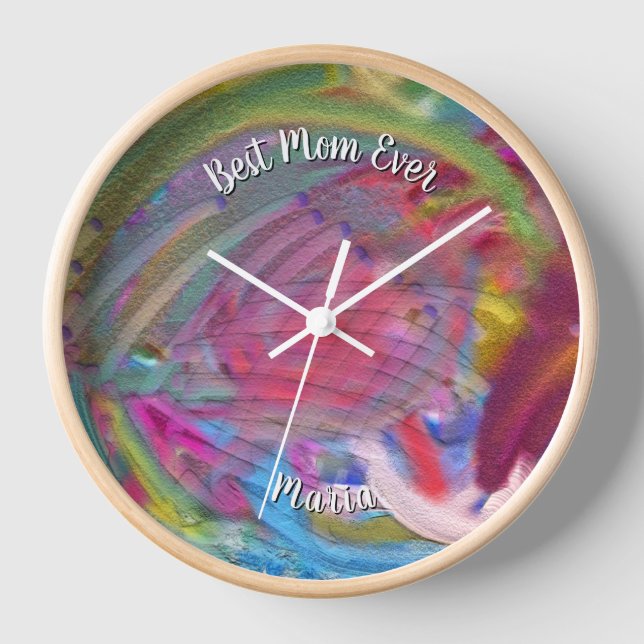 Beautiful Abstract Colourful Marble Liquified Clock (Front)