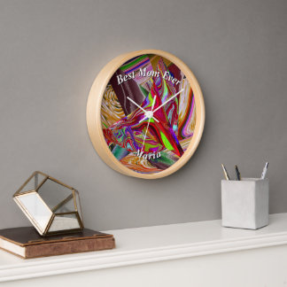 Beautiful Abstract Colourful Marble Liquified  Clock