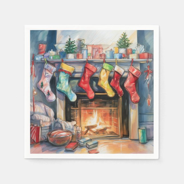 Beautiful Abstract Fireplace Stockings  Napkin (Front)