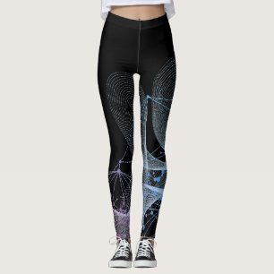 Beautiful Abstract Geometric Stylish Art on Black Leggings