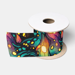 Beautiful Abstract Glowing Swirl Repeating Pattern Satin Ribbon