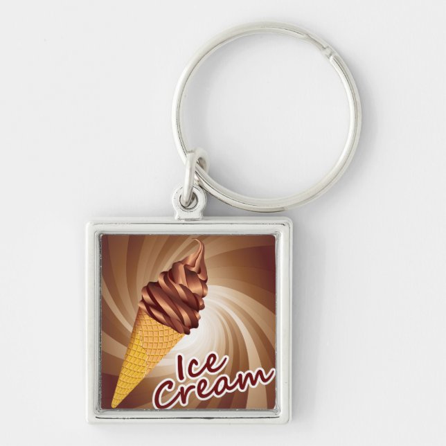 Beautiful Abstract Ice Cream Cone Key Chain (Front)