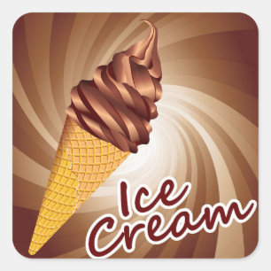 Beautiful Abstract Ice Cream Cone Sticker Set