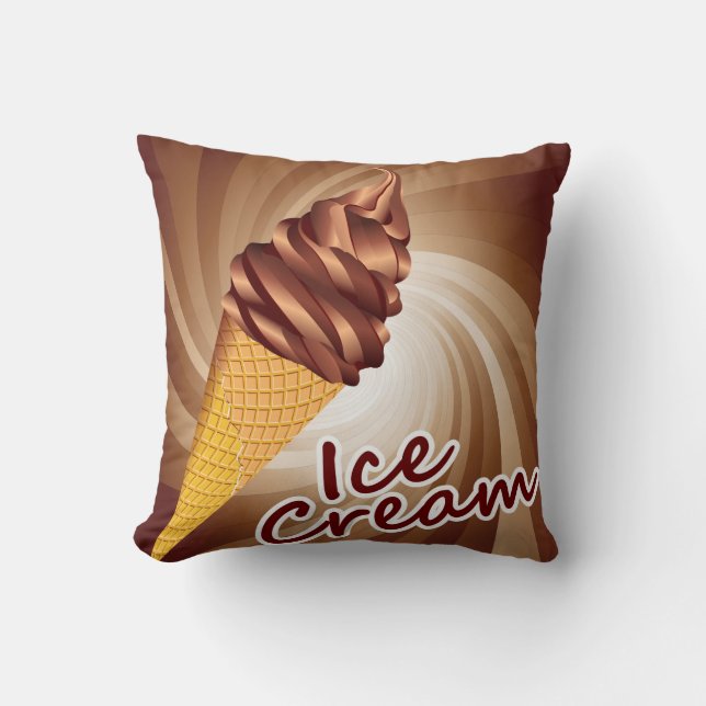 Beautiful Abstract Ice Cream Cone Throw Pillow (Front)