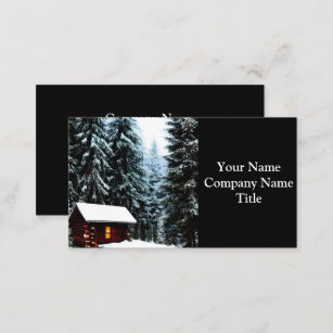 Beautiful Abstract Little Winter Cabin Business Card