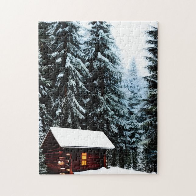 Beautiful Abstract Little Winter Cabin Jigsaw Puzzle (Vertical)