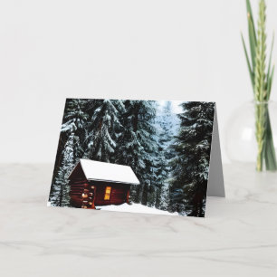 Beautiful Abstract Little Winter Cabin Thank You Card