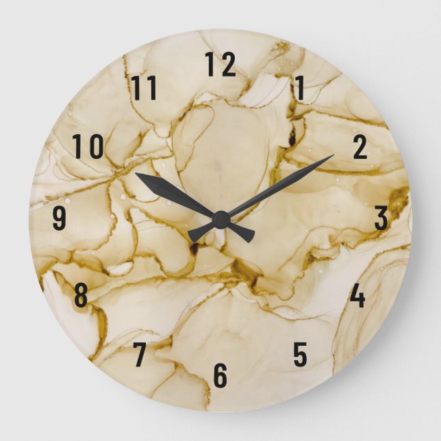 Beautiful Abstract Pastel Brown Beige Large Clock (Front)