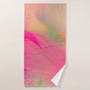 Beautiful abstract purple and blue feathers on whi bath towel