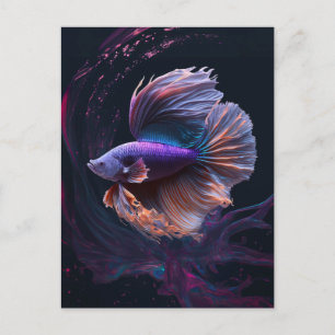 Beautiful Abstract Purple Betta Fish Postcard