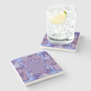 Beautiful abstract purple kaleidoscope stone coaster