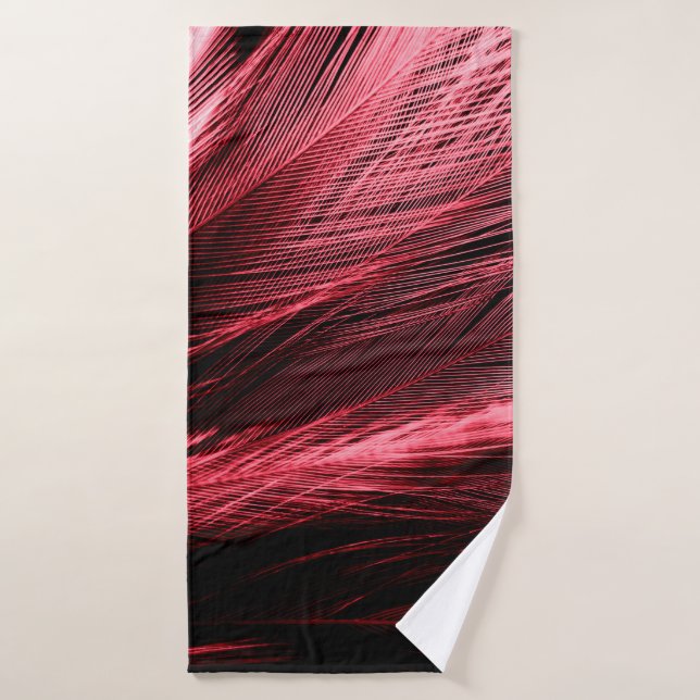 Beautiful abstract red feathers on dark background bath towel (Bath Towel)