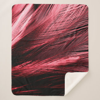 Beautiful abstract red feathers on dark background sherpa blanket