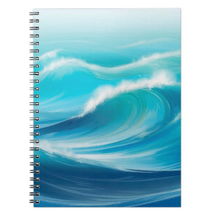 Beautiful abstract Soft Blue Ocean Waves Splash Notebook