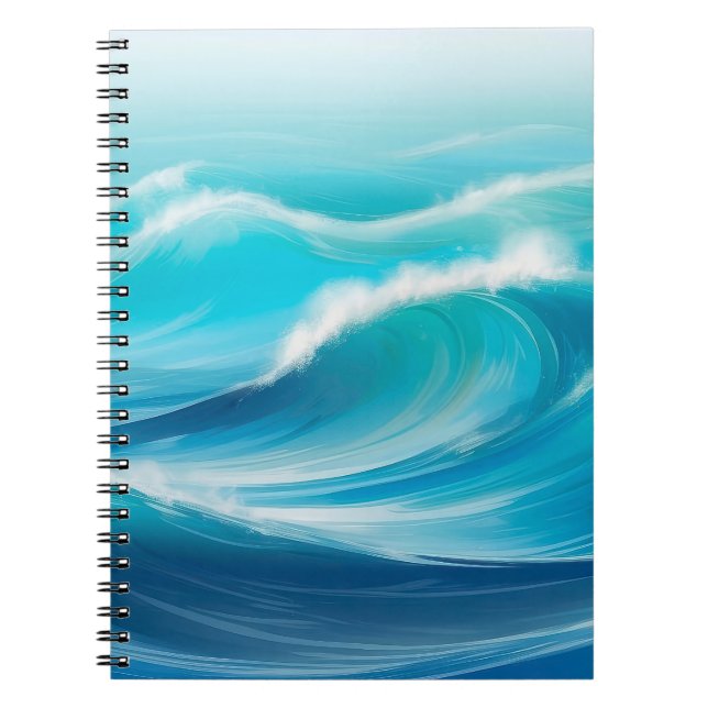 Beautiful abstract Soft Blue Ocean Waves Splash  Notebook (Front)
