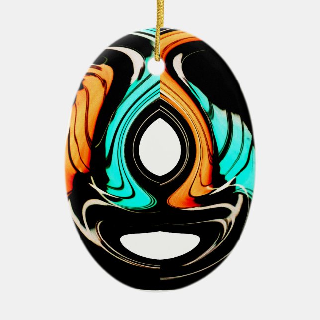 Beautiful Abstract Swirls Art Print Ceramic Tree Decoration (Front)