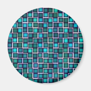 Beautiful Abstract Tile Pattern in Blue Magnet