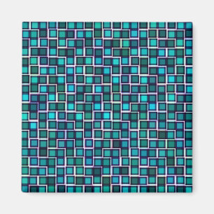 Beautiful Abstract Tile Pattern in Blue Magnet
