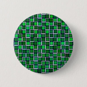 Beautiful Abstract Tile Pattern in Green 6 Cm Round Badge