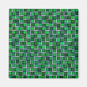 Beautiful Abstract Tile Pattern in Green Magnet