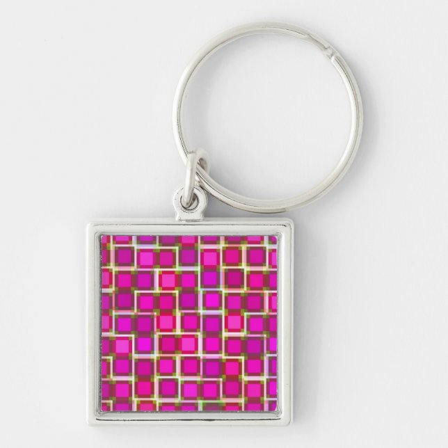 Beautiful Abstract Tile Pattern in Pink Key Ring (Front)