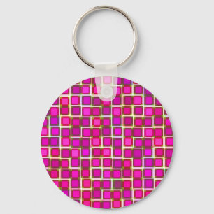 Beautiful Abstract Tile Pattern in Pink Key Ring