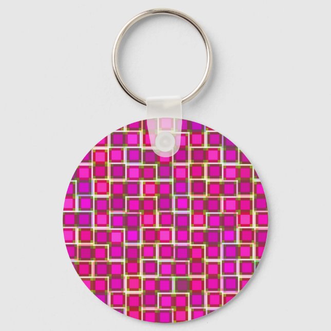 Beautiful Abstract Tile Pattern in Pink Key Ring (Front)