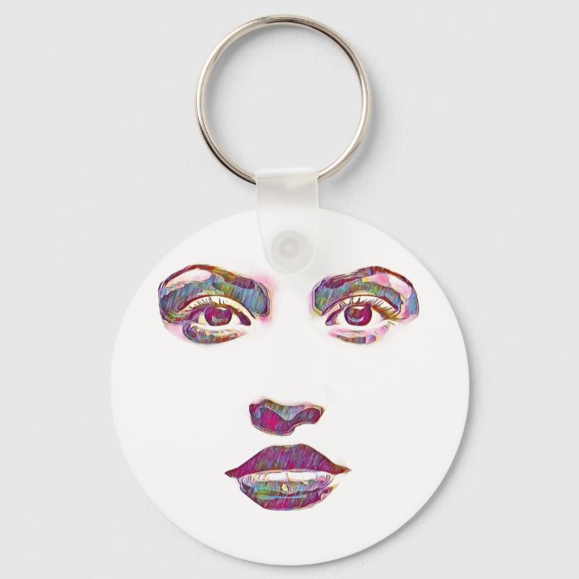 beautiful abstract womans face makeup beauty art key ring (Front)
