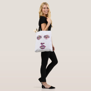 beautiful abstract womans face makeup beauty art tote bag