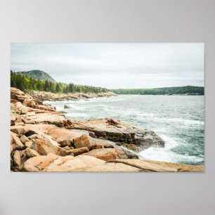 Beautiful Acadia Rocky Coastline in Maine Archival Poster