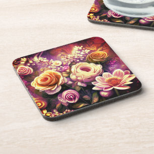 Beautiful Acrylic Flower Pattern Beverage Coaster