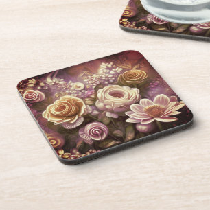 Beautiful Acrylic Flower Pattern Beverage Coaster